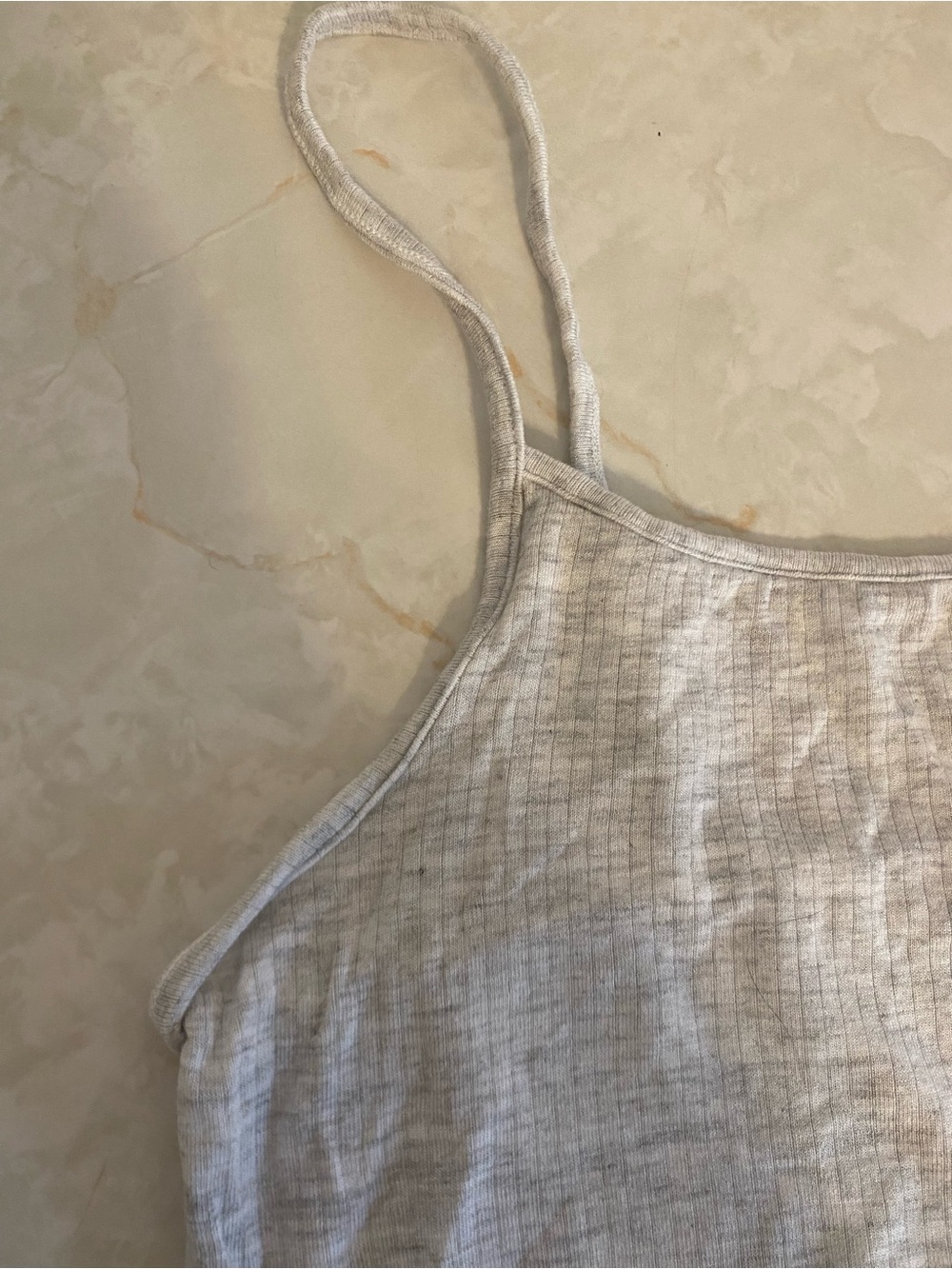 Garage Light Gray Ribbed Spaghetti-Strap Tank - Picture 2 of 6
